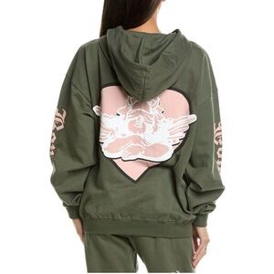 Boys Lie Olive Green Hoodie Sweatshirt Size M/L 100% Cotton